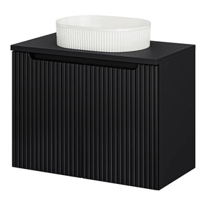Meuble sous-vasque noir rainuré NEWPORT avec lavabo [en.casa] 