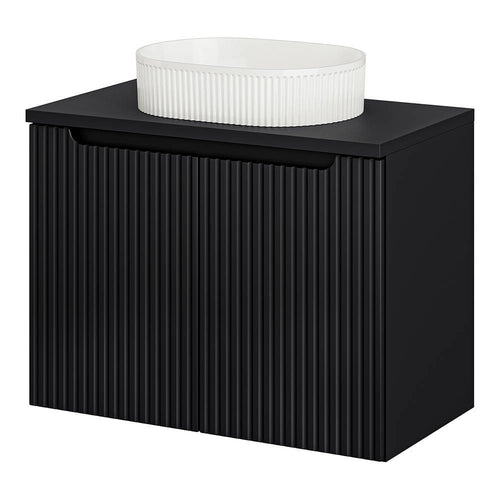 Meuble sous-vasque noir rainuré NEWPORT avec lavabo [en.casa] 