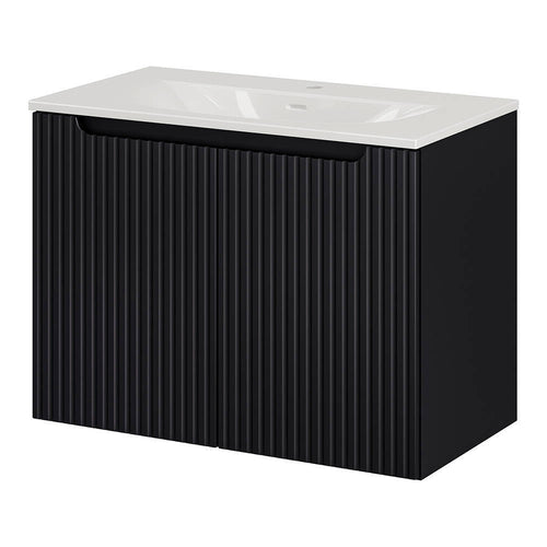 Meuble sous-vasque NEWPORT avec lavabo noir rainuré [en.casa]