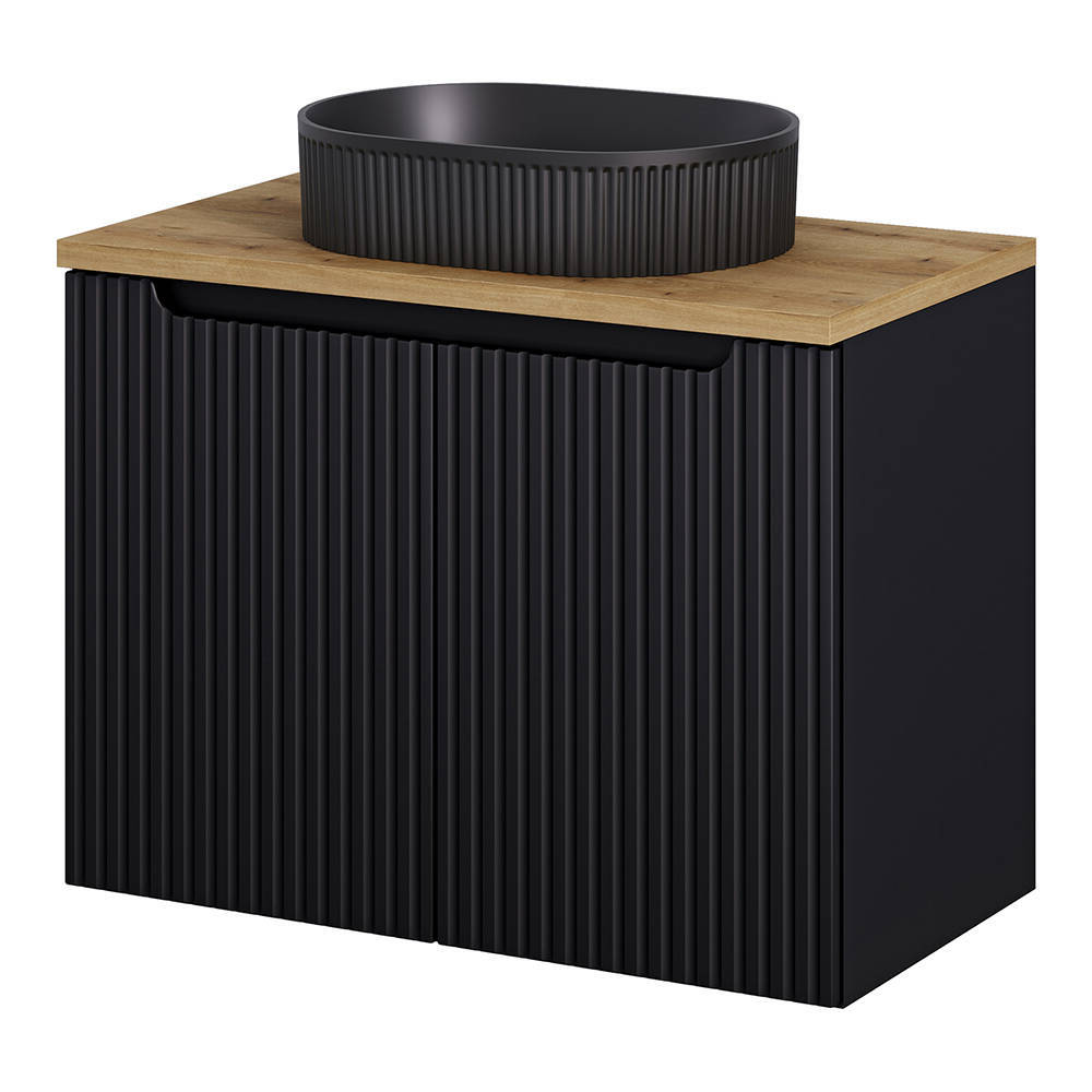 Wastafelonderkast met wastafel Newport Black [en.casa]