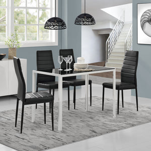 Eetkamerset eethoek Porvoo 5-delig gehard glas tafel met stoelen - verschillende kleuren