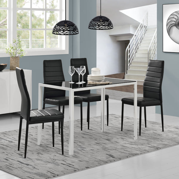 Eetkamerset eethoek Porvoo 5-delig gehard glas tafel met stoelen - verschillende kleuren